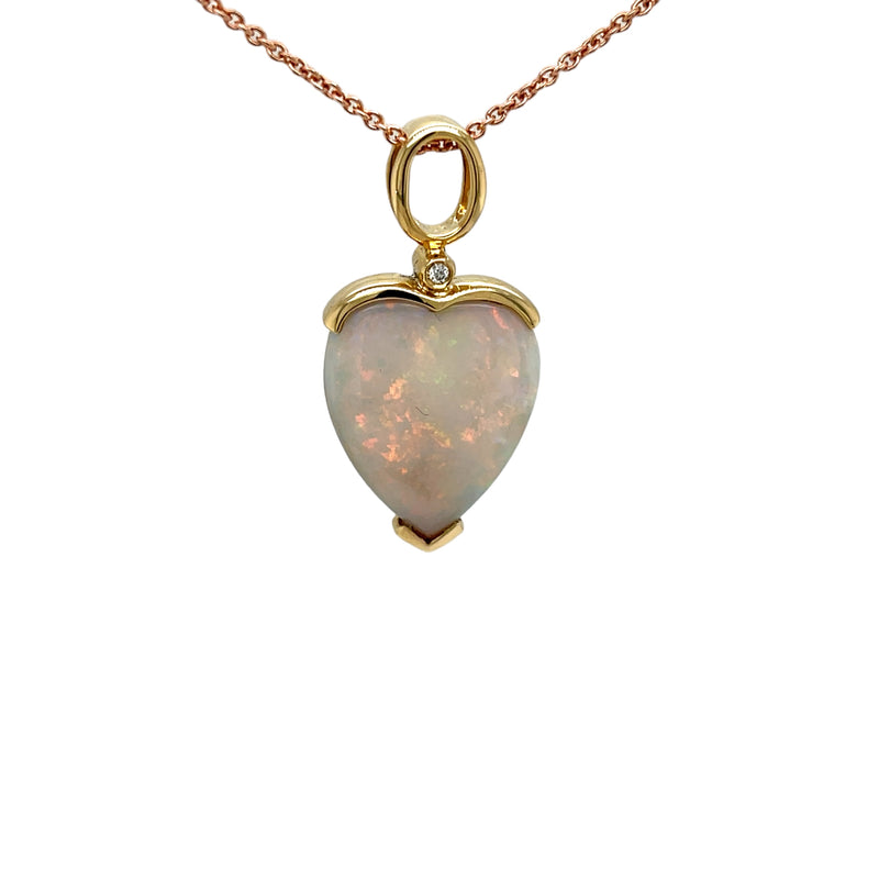 14ct YG Solid White Opal Pendant