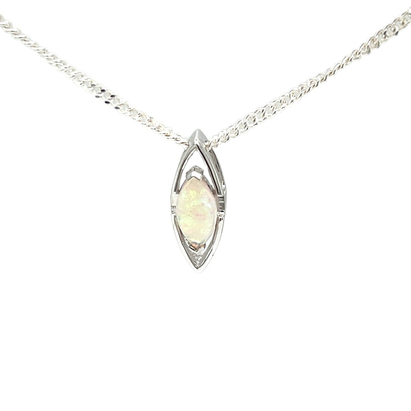 SOLD  -   14ct WG Solid White Opal Pendant