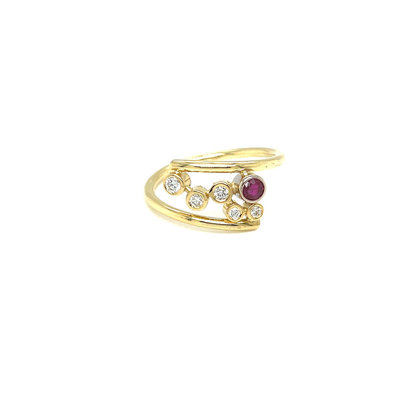 18ct Yellow/White Gold Diamond and Ruby Ring