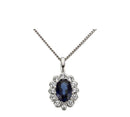 9ct White Gold Sapphire & Diamond Pendant