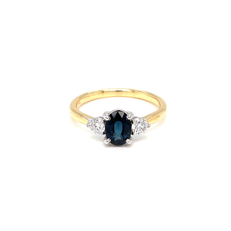 18ct YG & WG Sapphire and Diamond Ring