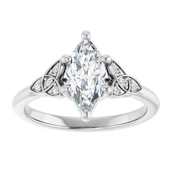 18ct WG Marquise & Round cut Lab Grown Accented Diamond Ring
