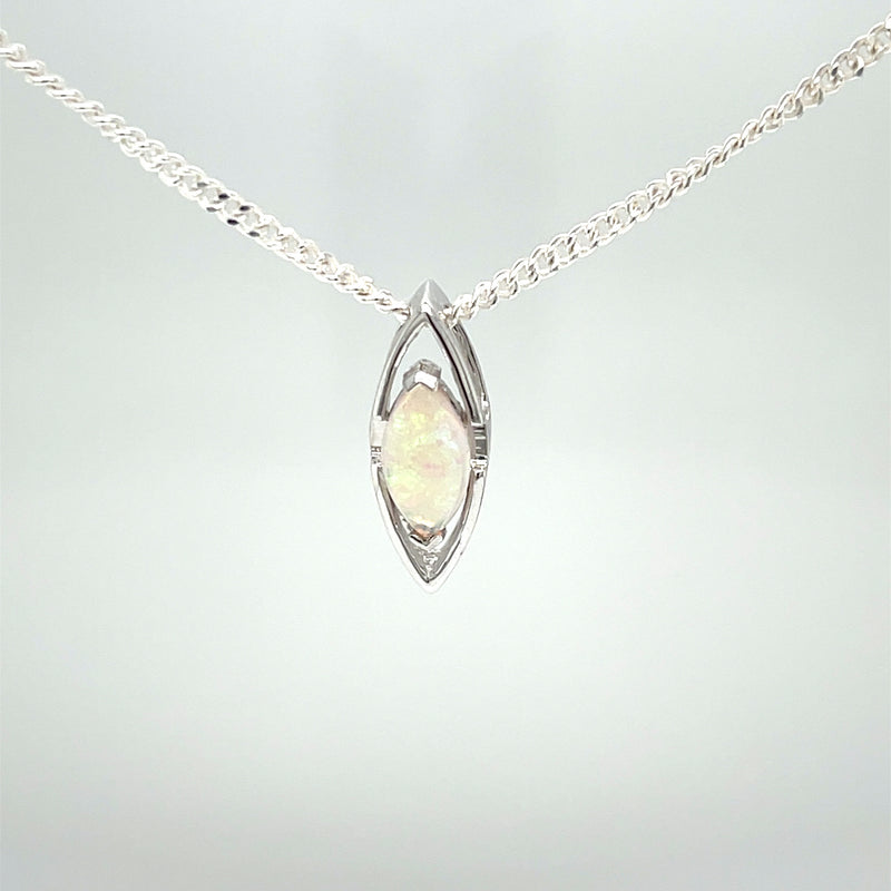 14ct WG Solid White Opal Pendant
