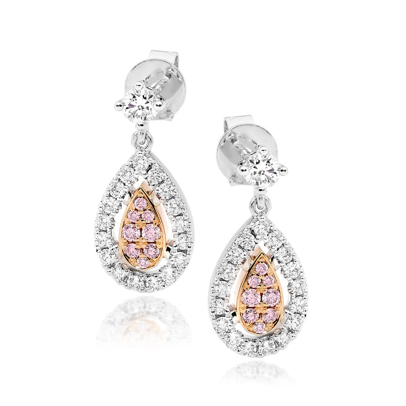 18ct WG & RG Pear Shape Diamond Earrings