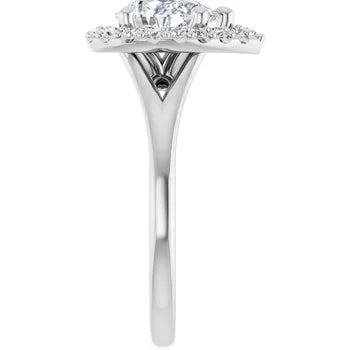 18ct WG Halo Style Pear & Round cut Lab Grown Diamond Ring