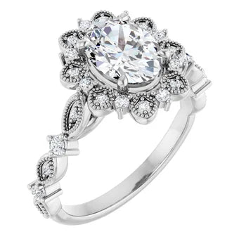 18ct YG Halo Style Oval cut Lab Grown Diamond Ring