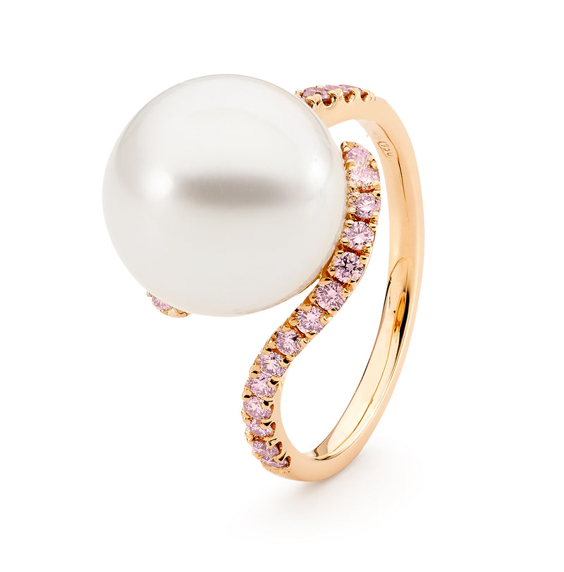 18ct Rose Gold Diamond & Pearl Ring