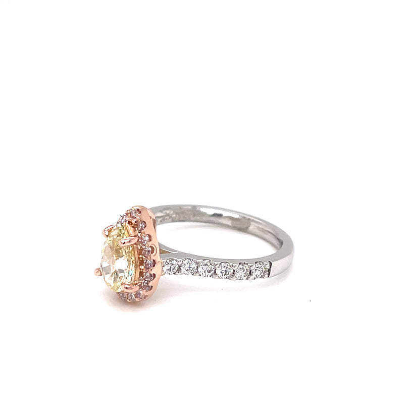 SOLD - Platinum & 18ct Rose Gold Pink Diamond Ring
