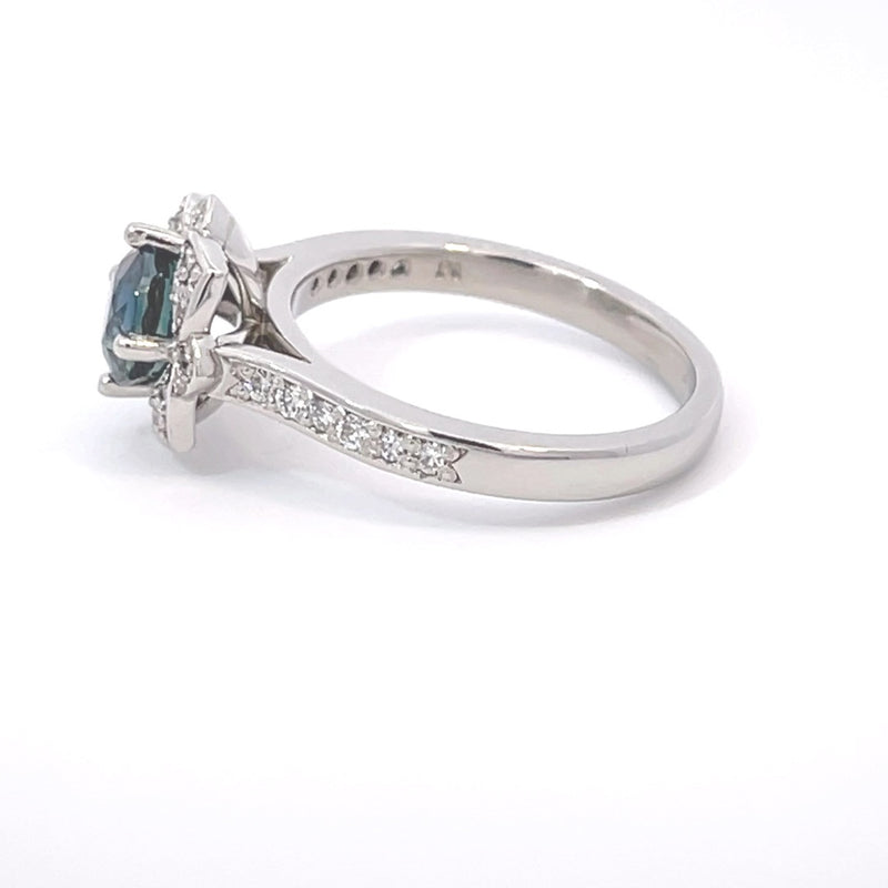 Platinum Sapphire and Diamond Ring.