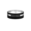 9ct White Gold & Carbon Fiber Men Wedding Ring