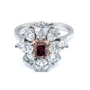 Platinum & 18ct Rose Gold  Radiant cut Argyle Pink Diamond & White Diamond Ring