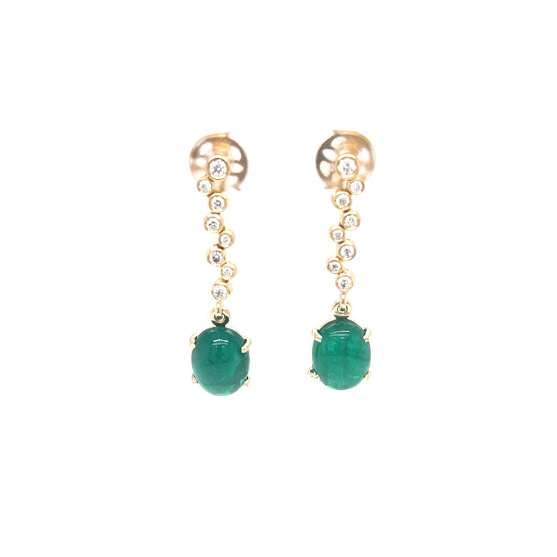 18ct Yellow Gold Emerald & Diamond Earrings