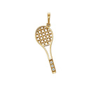 14ct Yellow Gold Diamond Tennis Racket Pendant
