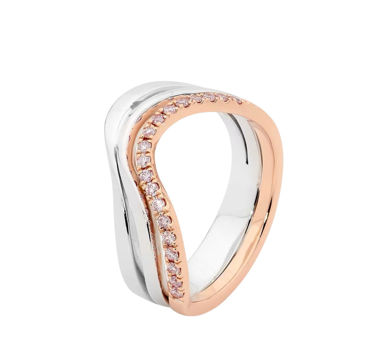 18ct WG & RG Three Bands Diamond Ring