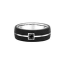 9ct White Gold & Carbon Fiber Men Wedding Ring