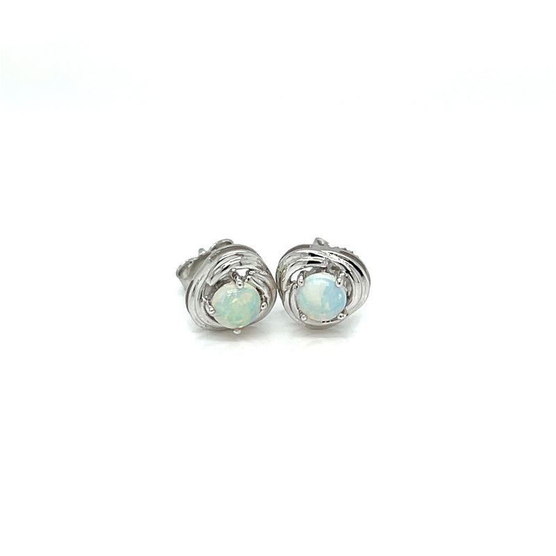 14ct WG Solid White Opal Earrings