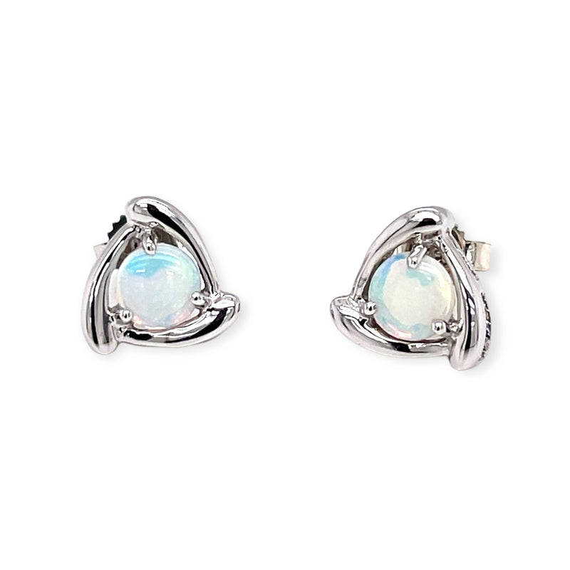 SOLD - 14ct WG Solid White Opal Stud Earrings