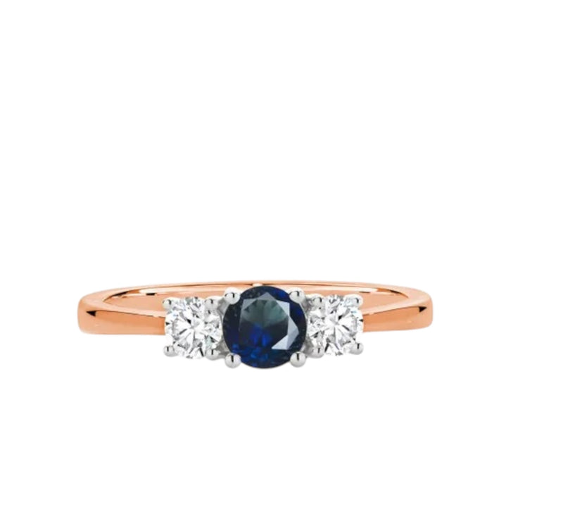 18ct Rose Gold and White Gold Trilogy Ring