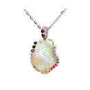 18ct YWR/G Australian Solid white Opal Pendant