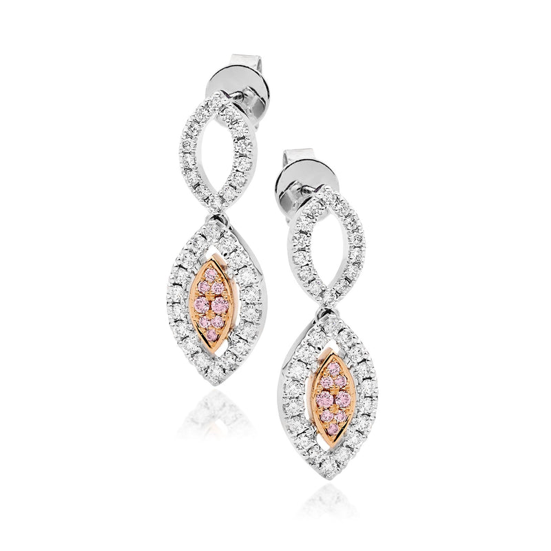 18ct WG & RG Marquise Shape Diamond Earrings