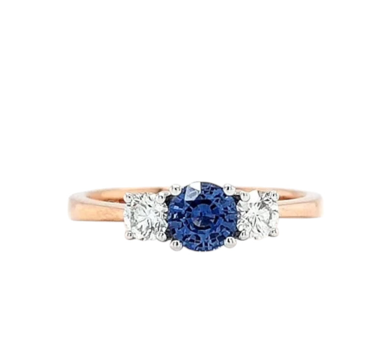 18ct Rose Gold & White Gold Trilogy Ring