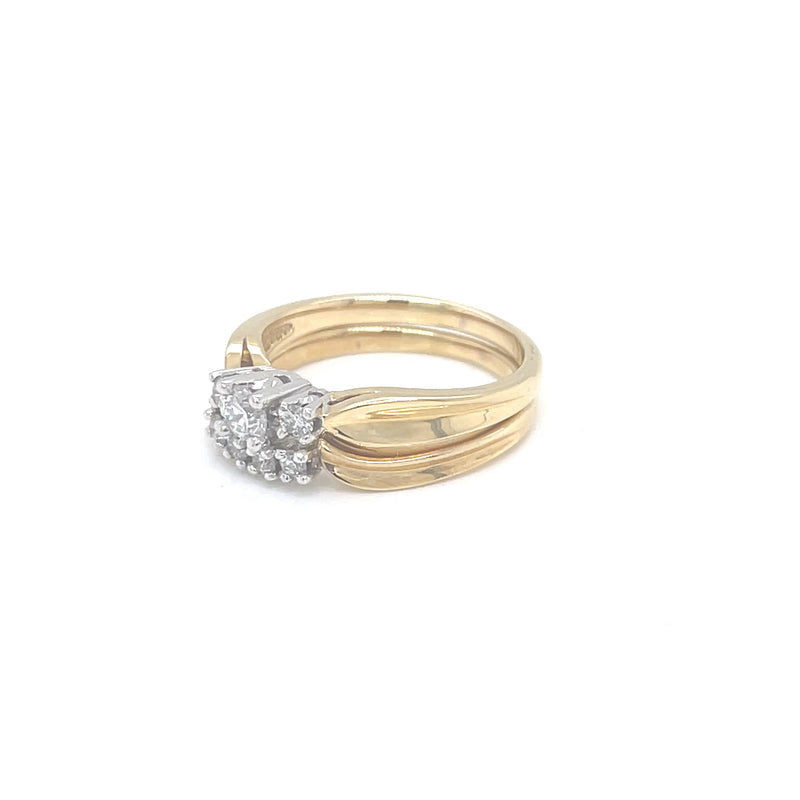 Set of 18ct Yellow Gold and White Gold Diamond Ring