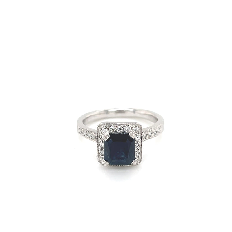 18ct White Gold Sapphire & Diamond Ring