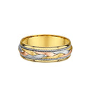 9ct Three Tone Men Wedding Ring