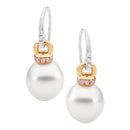 18ct WG & RG Diamond & Pearl Earrings