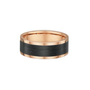 9ct Rose Gold & Carbon Fiber Men Wedding Ring
