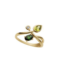 9ct Yellow Gold Diamond Peridot Green Tourmaline Ring