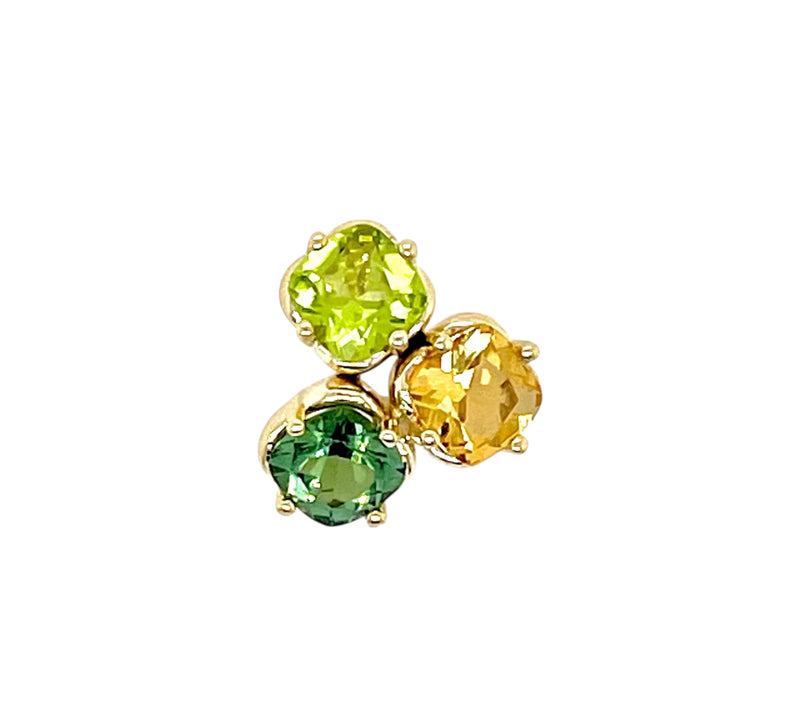 9ct Yellow Gold Three Colour Gems Pendant