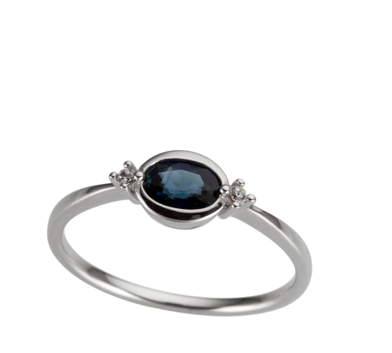 9ct White Gold Sapphire Diamond Ring