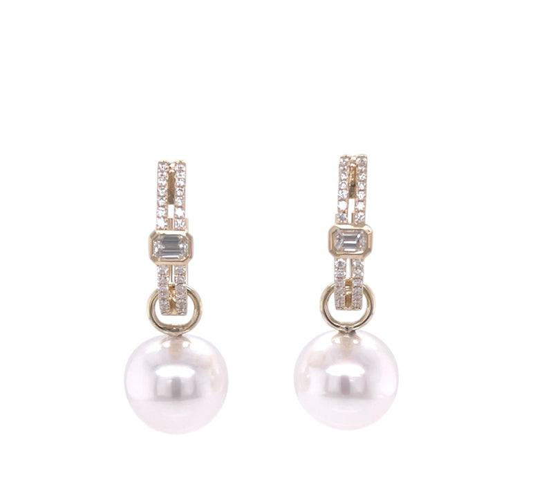 18ct Yellow Gold Pearl and Diamond Earrings