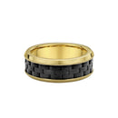 9ct Yellow Gold & Carbon Fiber Men Wedding Ring