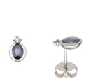 9ct White Gold Sapphire Diamond Stud Earrings