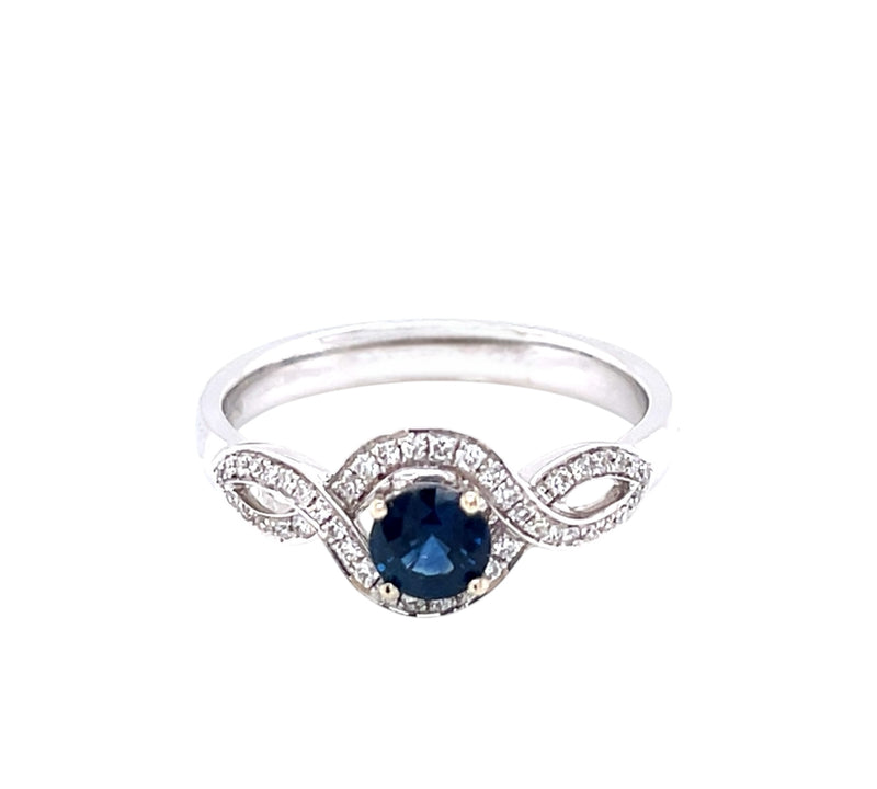 18ct White Gold Sapphire Diamond Ring