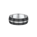9ct White Gold & Carbon Fiber Men Wedding Ring
