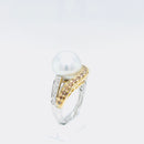 18ct White & Yellow Gold Pearl and Diamond Ring