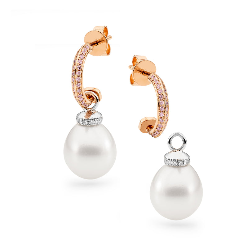 18ct White & Rose Gold Diamond & Pearl Earrings