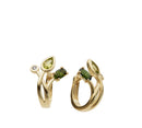 9ct Yellow Gold Diamond Peridot Green Tourmaline Stud Earrings