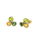 9ct Yellow Gold Three Colour Gems Stud Earrings