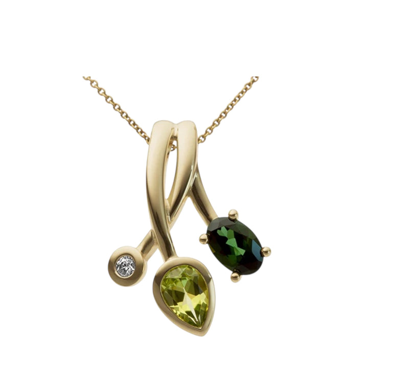 9ct Yellow Gold Three Stone Pendant