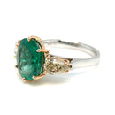 Platinum & YG Emerald and Diamond Ring.