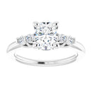 18ct White Gold - Oval & Round cut Lab Grown Accented Diamond Ring