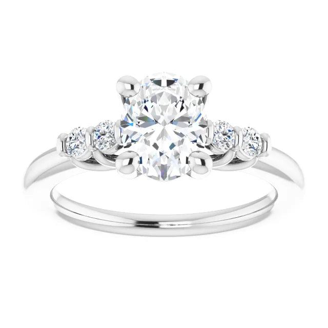 18ct WG Oval & Round cut lab Grown Accented Diamond Ring