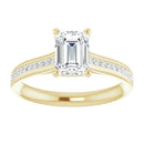 18ct White Gold - Round Emerald & Round cut Lab Grown Accented Diamond Ring