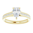 18ct Yellow Gold - Pear & Round cut Lab Grown Accented Diamond Ring
