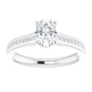 18ct White Gold - Oval & Round cut Lab Grown Accented Diamond Ring