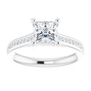 18ct White Gold - Princess & Round cut Lab Grown Accented Diamond Ring